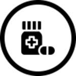 Black and white graphic representing taking regular medications.