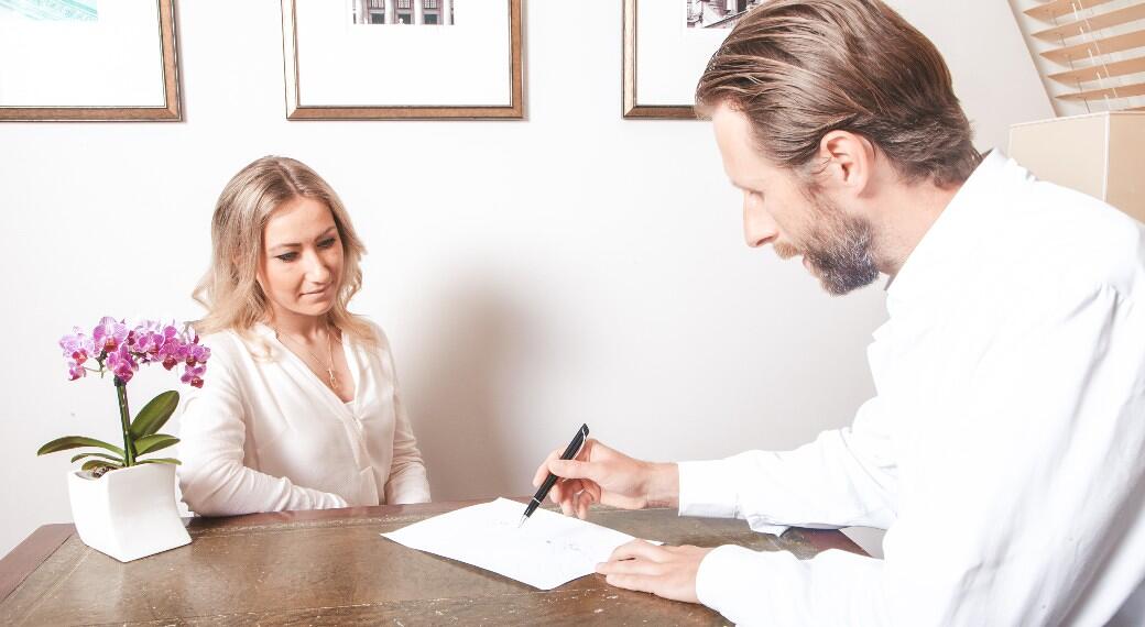 Patient having pre-treatment consultation at MEO Clinic in Berlin, Germany.