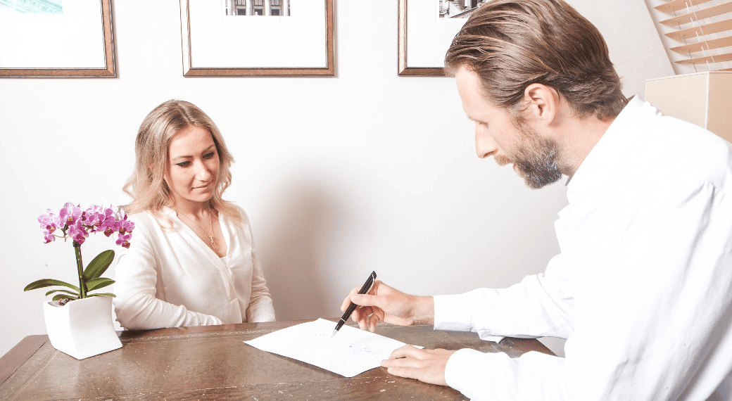 Patient having pre-treatment consultation at MEO Clinic in Berlin, Germany.