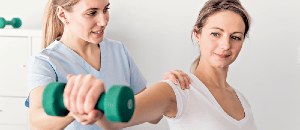 Woman undergoing a rehabilitation treatment.