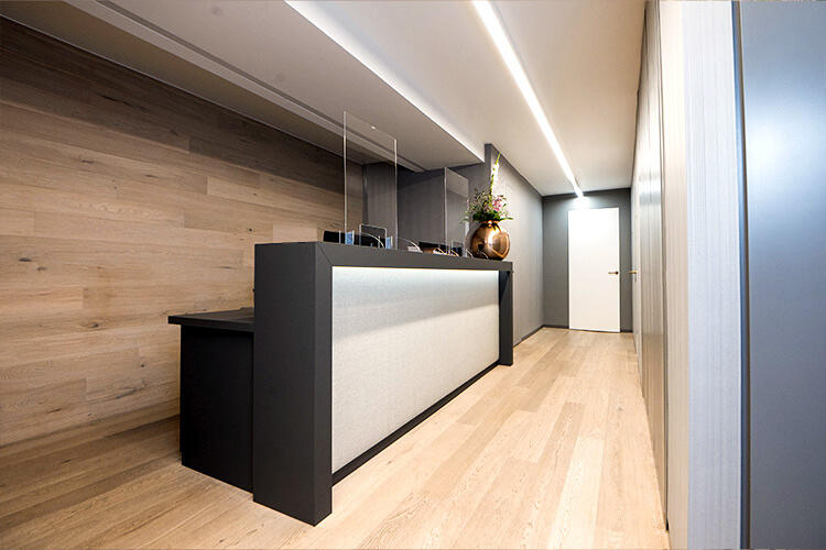 Entrance and reception area at First Hair Clinic
