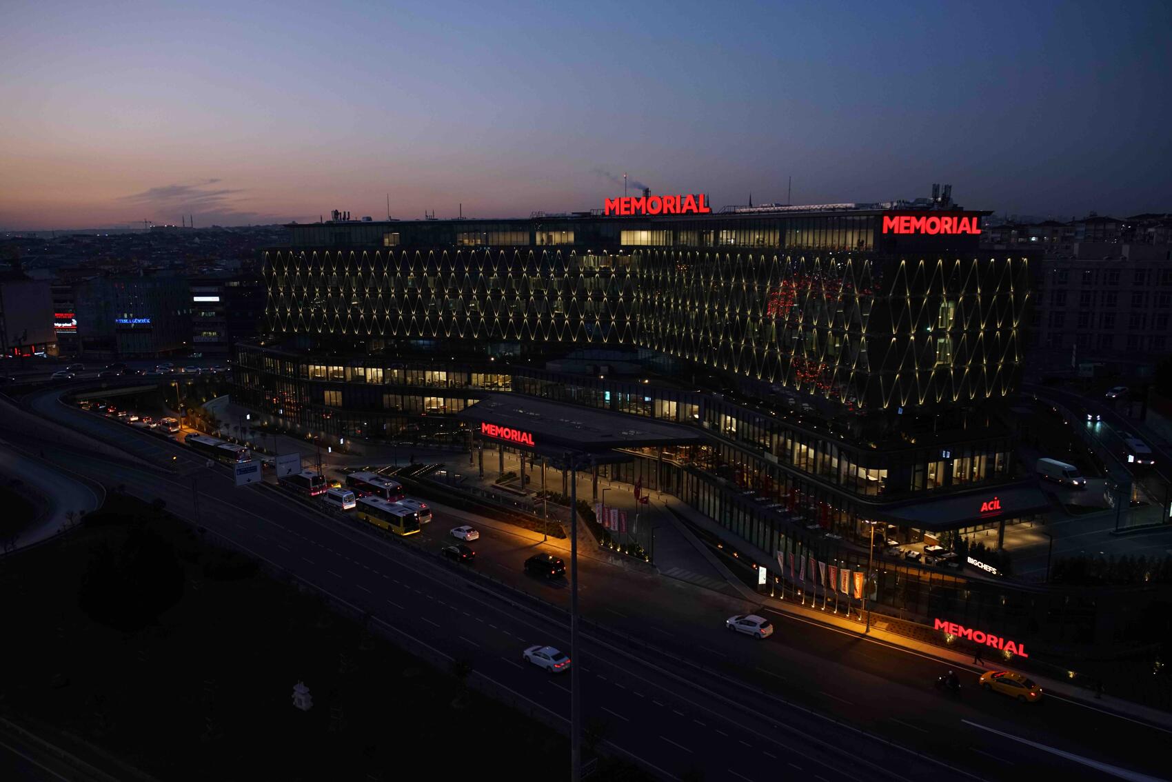 Memorial Hospital at Night