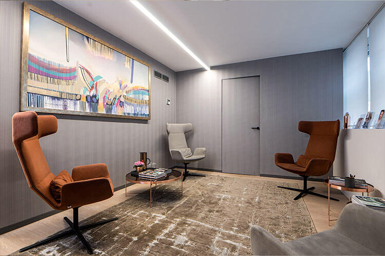Waiting area at First Hair Clinic